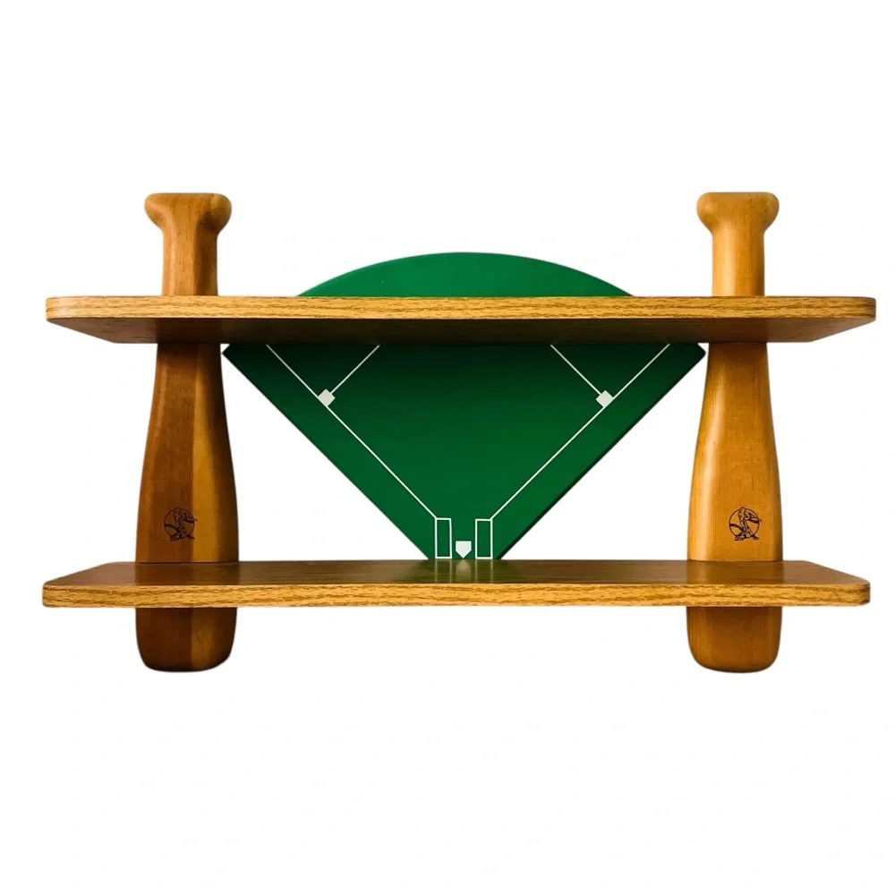 Baseball Diamond Natural Wood Wall Display Shelf